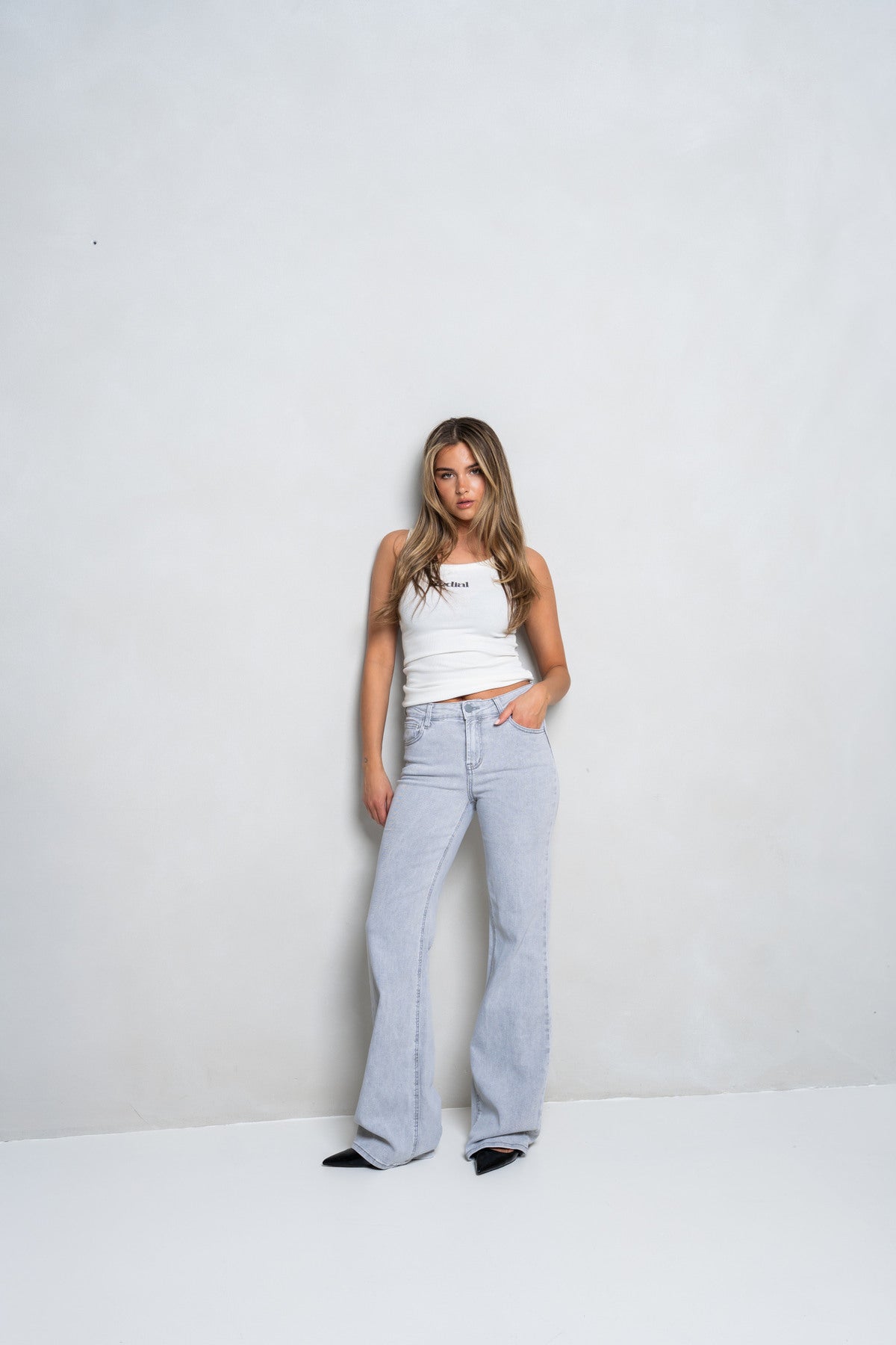 Tall Jeans - flared light grey